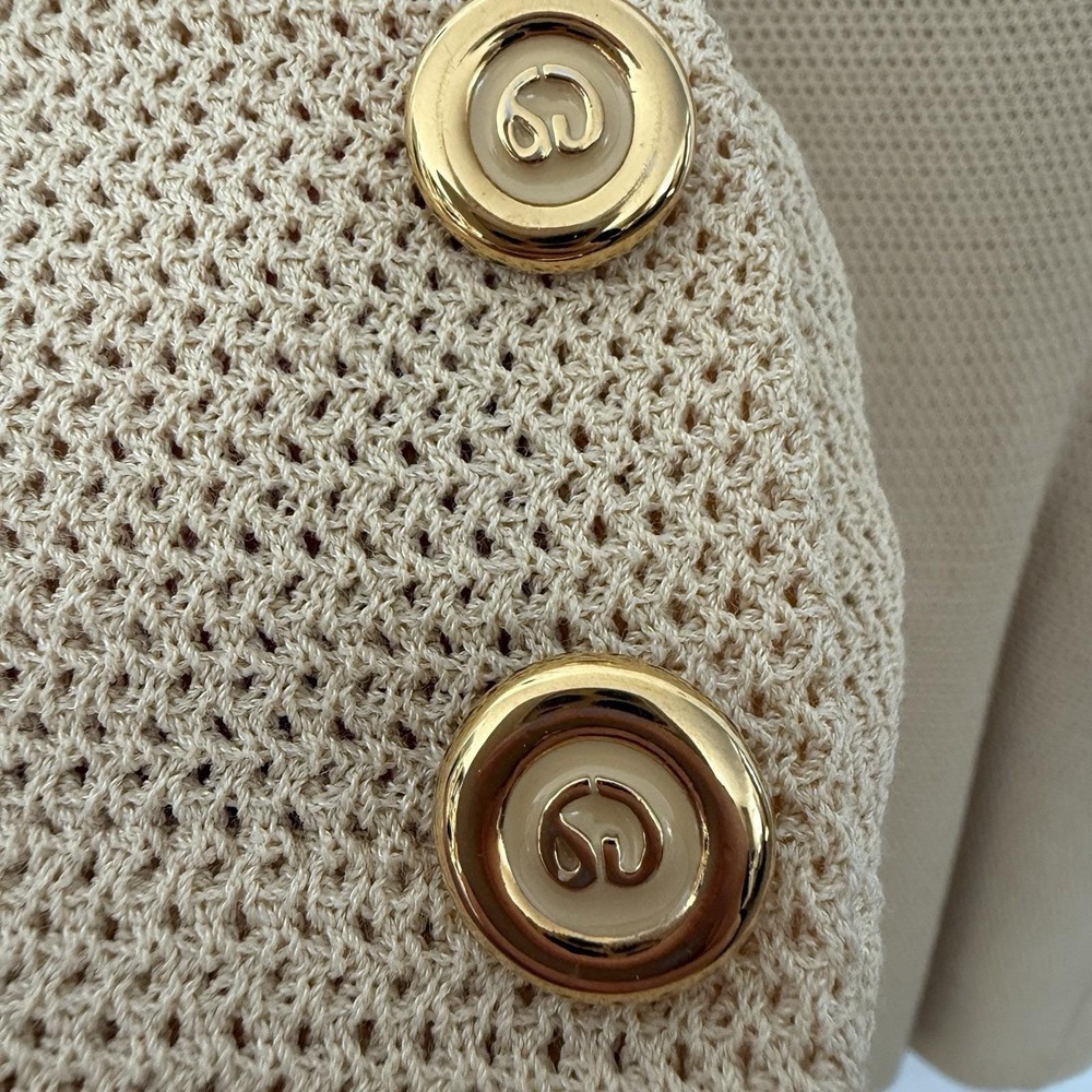 VTG St John Collection Marie Gray Knit Jacket/Sweater Warm Beige Spring SZ 2 - Picture 8 of 9